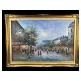 TEXTURED FRENCH SCENE OIL ON CANVAS