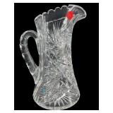 LARGE WHEEL CUT CRYSTAL PITCHER