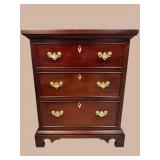 CRAFTIQUE SOLID MAHOGANY 3 DRAWER TALL NIGHTSTAND