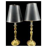 PR OF BRASS BUFFET LAMPS WITH TOLE SHADES