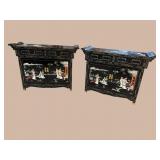 2 COROMANDEL DECORATED PAGODA TOP SERVER