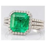 PLATINUM EMERALD & DIAMOND RING