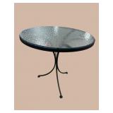 IRON GLASS TOP PATIO TABLE