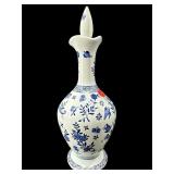 COALPORT BLUE AND WHITE PORCELAIN DECANTER WITH