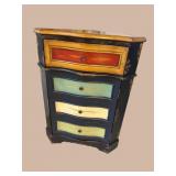 MULTI-COLOR PAINT DECORATED CORNER CHEST