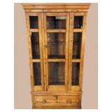 LARGE WASHED PINE 1 DOOR BOOKCASE CURIO