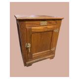 OAK END TABLE WITH ICE BOX DESIGN