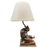 POMPEIAN BRONZE CLAD KNEELING US INDIAN TABLE LAMP