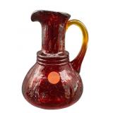 AMBERINA CRACKLE ART GLASS PITCHER