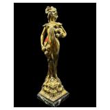 BRONZE ON MARBLE LA PENSEE FIGURAL STATUE
