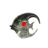 SMOKEY GREY ART GLASS FISH PAPERWEIGHT