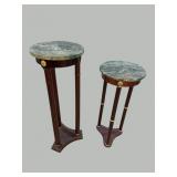 2 MARBLE TOP BOMBAY PEDESTALS
