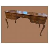 ALL BURLED TOP FRENCH 5 DRAWER DESK