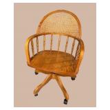 OAK CANE BACK OFFICE CHAIR