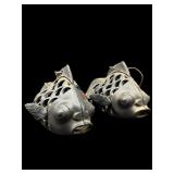 2 CAST IRON HANGING FISH LIGHTS