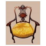 19TH CENT. MAHOGANY INLAID EDWARDIAN ARMCHAIR