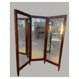 RARE ANTIQUE MAHOGANY TRI-FOLDING HABERDASHERY