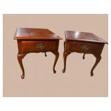 2 CHERRY AMERICAN DREW 1 DRAWER TABLES