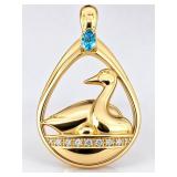 14K YG TOPAZ & DIAMOND SWAN PENDANT;