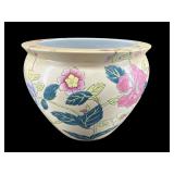 ORIENTAL FISHBOWL PLANTER WITH PAINTED FISH INSIDE