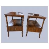 2 MAHOGANY HERITAGE OPEN END TABLES