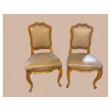 2 FRENCH CARVED LEATHER YOUTH CHAIRS