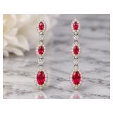 PR OF 18K RUBY & DIAMOND DANGLE EARRINGS