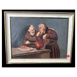 20TH CENT. OIL ON CANVAS OF TWO MONKS