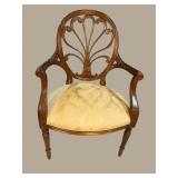 MAHOGANY PLUME CARVED ARM CHAIR