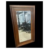 LARGE QUARTER SAWED OAK BEVELED MIRROR