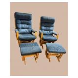 2 DUTAILIER GLIDER MOTION CHAIR & OTTOMANS