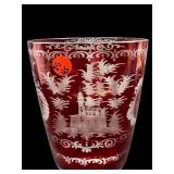 1920S EGERMANN RUBY RED CZECH ETCHED VASE