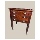 19th CENTURY FLAMED MAHOGANY 3 DRAWER STAND