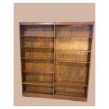 KEWAUNEE FURNITURE LARGE OAK DOUBLE OPEN BOOKCASE