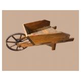 MAHOGANY PRIMITIVE WHEEL BARROW