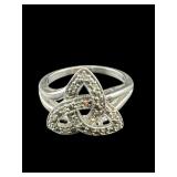 STERLING SILVER DIAMOND TRINITY RING