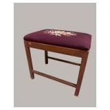 SOLID MAHOGANY NEEDLEPOINT STOOL