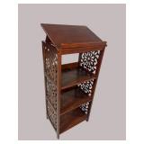 CHERRY FINISH CARVED SIDE SHELF BOOK STAND