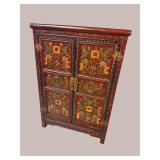 PAINT DECORATED BEADED FORM 2 DOOR CABINET