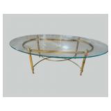 OVAL BRASS AND GLASS COFFEE TABLE