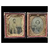 2 ANTIQUE BOY & GIRL DAGUERREOTYPES