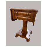 19TH CENT. MAHOGANY PEDESTAL DROP LEAF TABLE