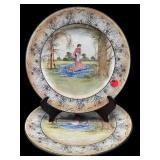 PR OF ANTIQUE ROYAL DOULTON HAND PAINTED PLATES