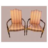 2 HICKORY CHAIR CO. SHERATON HIGHBACK ARMCHAIRS