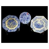 3 PC LOT OF SPODE BLUE AND WHITE PORCELAIN PLATES