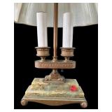 BRASS AND ONYX HEAVY BOUILLOTTE TABLE LAMP