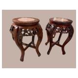 2 CARVED ORIENTAL TABORETS
