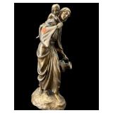 LARGE METAL MOTHER WITH CHILD SCULPTURE