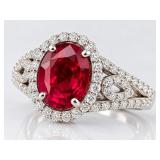 PLATINUM 1.96 CT. SPINEL & DIAMOND RING;