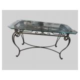 GLASS TOP IRON CONSOLE TABLE